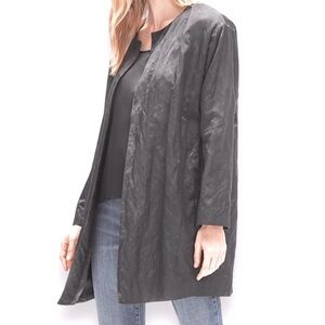 Eileen Fisher Organic Cotton Satin Steel Coat Size Petite Small